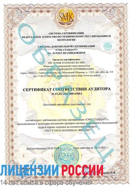 Образец сертификата соответствия аудитора №ST.RU.EXP.00014300-1 Романовская Сертификат OHSAS 18001